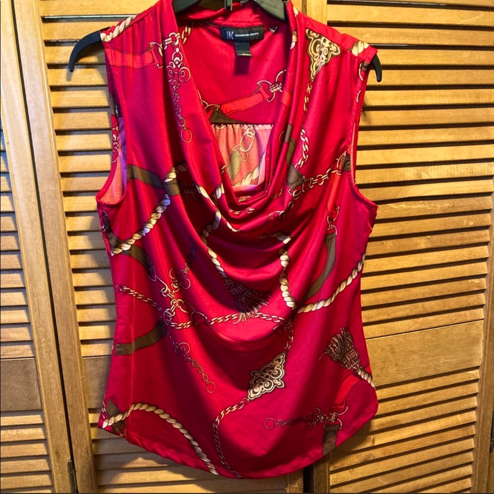 INC Red, Brown and Tan Top